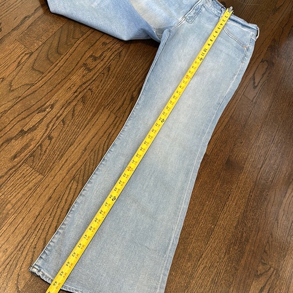 Express Long Light Blue Fade Wide Legs 70s Flare Women's Jeans 16L - Picture 5 of 13